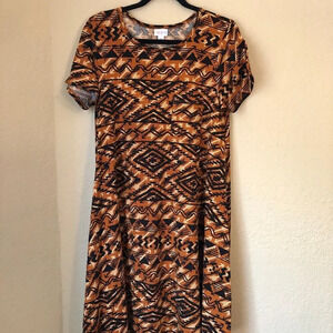 LuLaRoe Carly Swing High Low Tunic Dress Plus Size Small Tribal Aztec Print